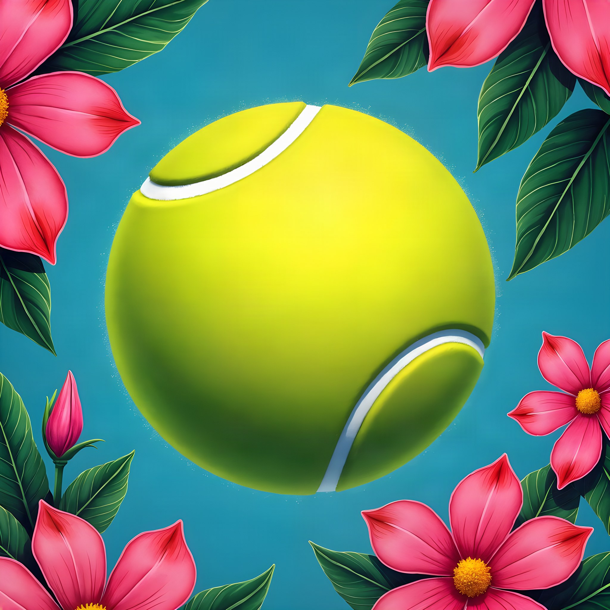 The Floral Tennis Ball — the signature motif of this suite’s approved direction.