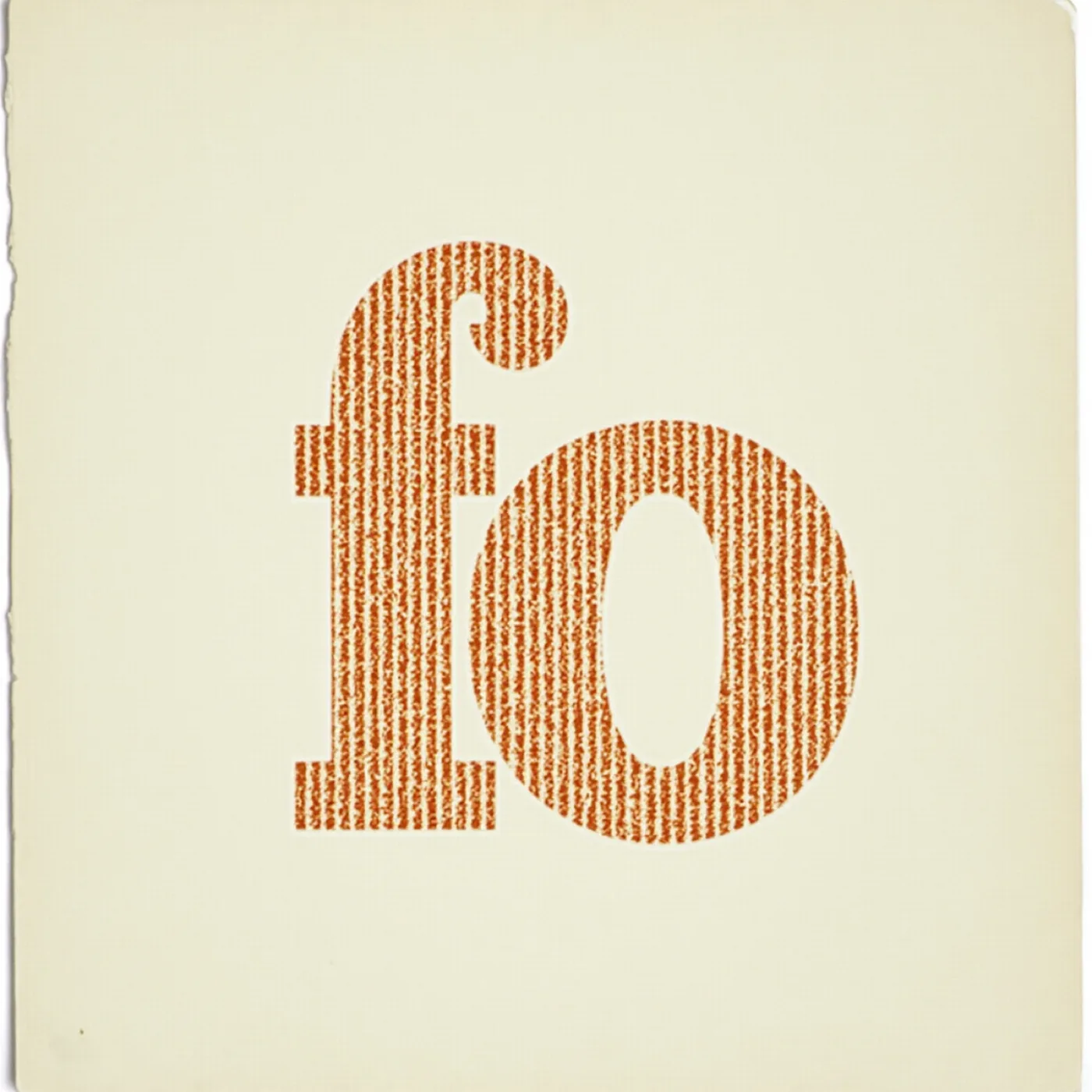 A letterpress proof on a deckled cream sheet: two large letterforms printed in flat orange, the ink biting unevenly into the paper