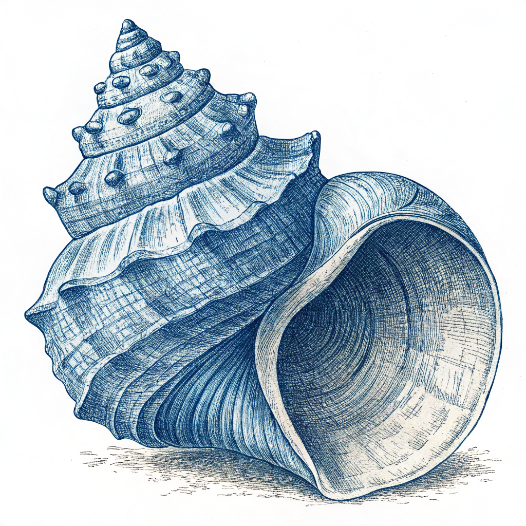 The conch engraving the suite's direction is drawn from.