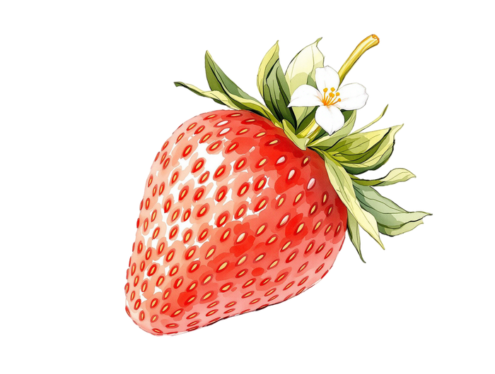 Strawberry and blossom with a transparent background.