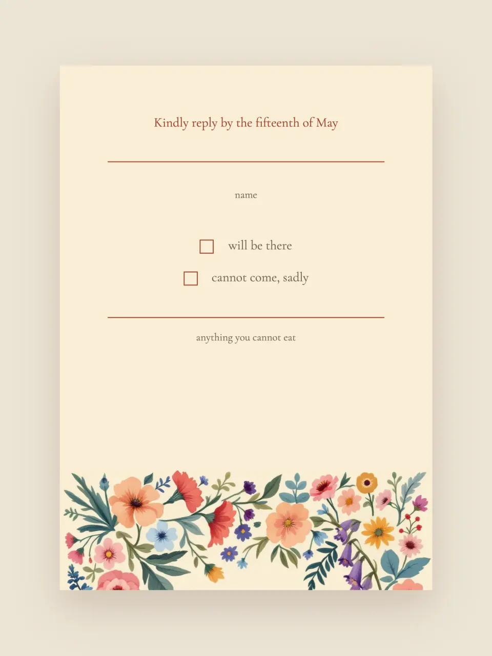 RSVP card from an Evorrah wedding